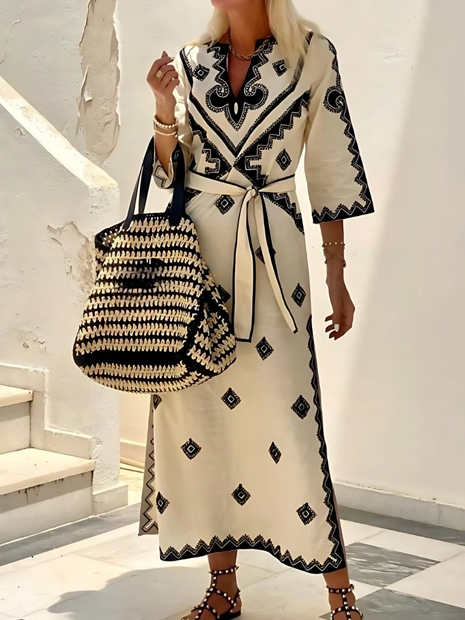 Modern Bohemian Maxi Dress with Elegant Detailing for Women
