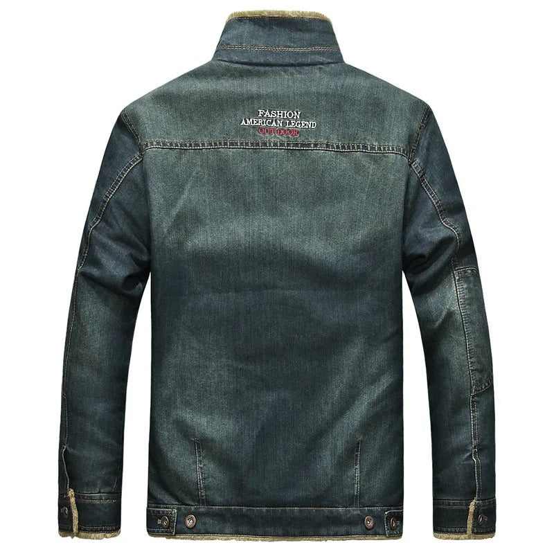 Denim Jacket with Fleece Lining for Men