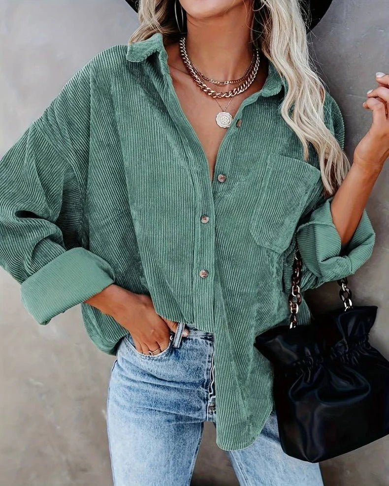 Women’s Oversized Corduroy Button-Up Shirt