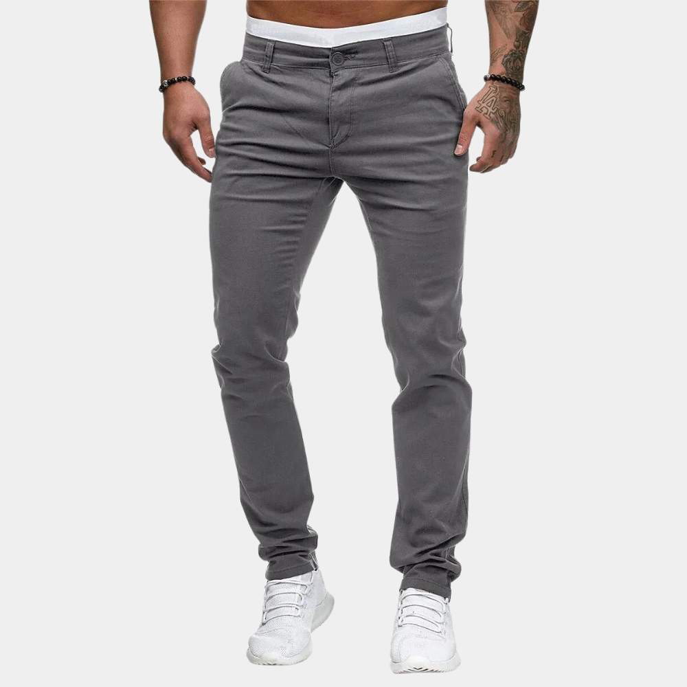 William | Slim Fit Chino Trousers with Side Pockets for Men