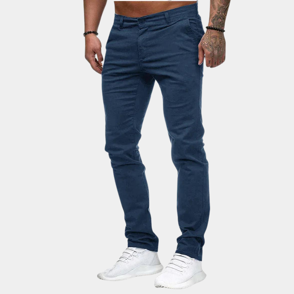William | Slim Fit Chino Trousers with Side Pockets for Men