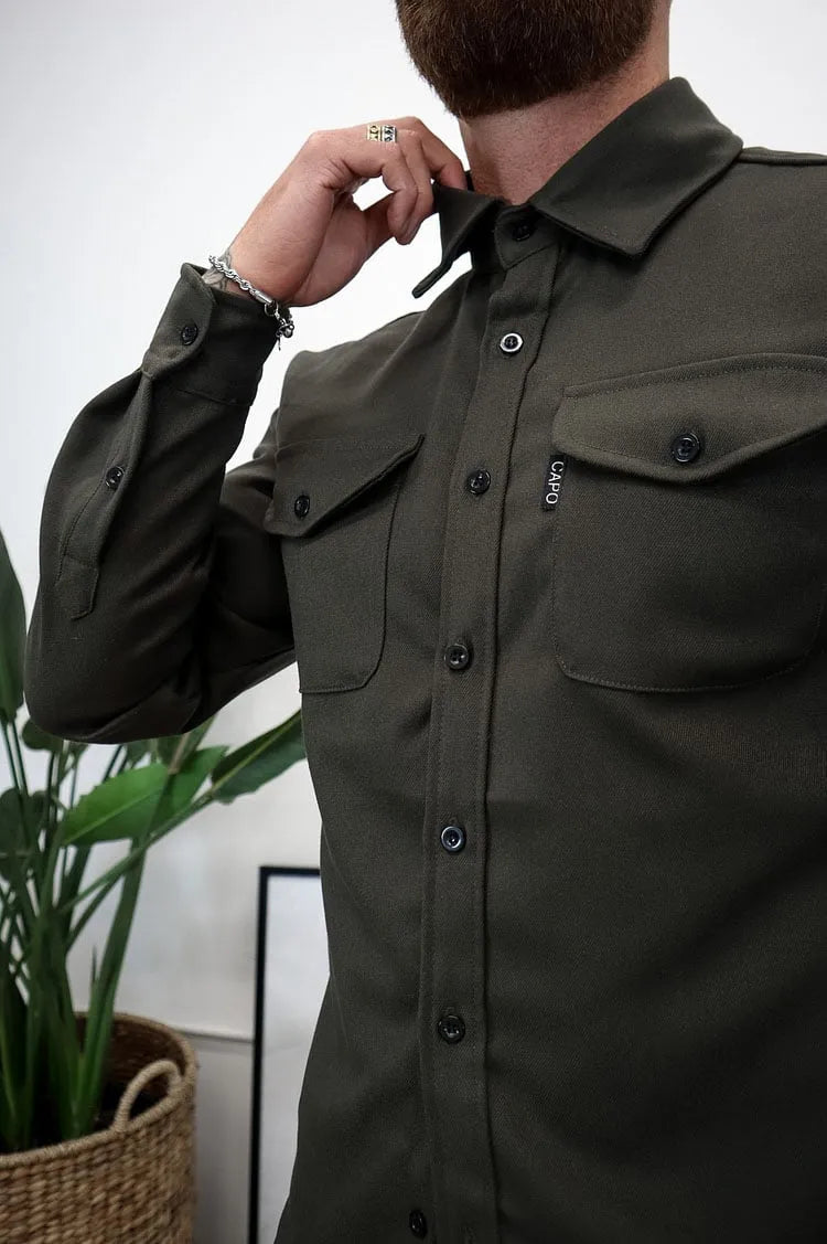 Casual Long-Sleeve Utility Shirt for Men