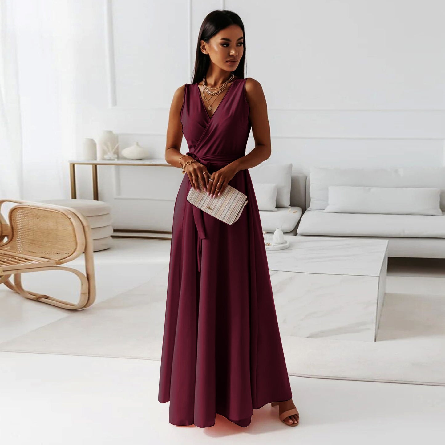 Stylish Maxi Dress with Tie-Waist for Women