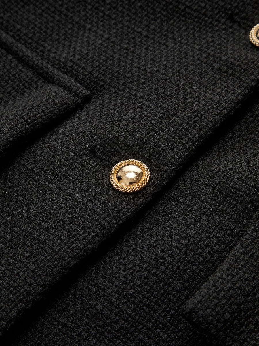 Elegant Tweed Blazer with Button Accents