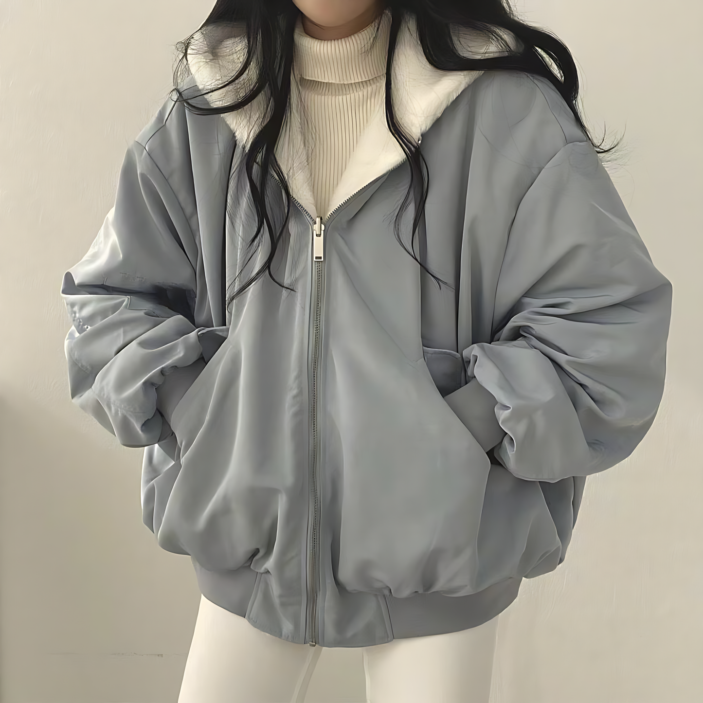 Women’s Oversized Jacket with Faux Fur Lining