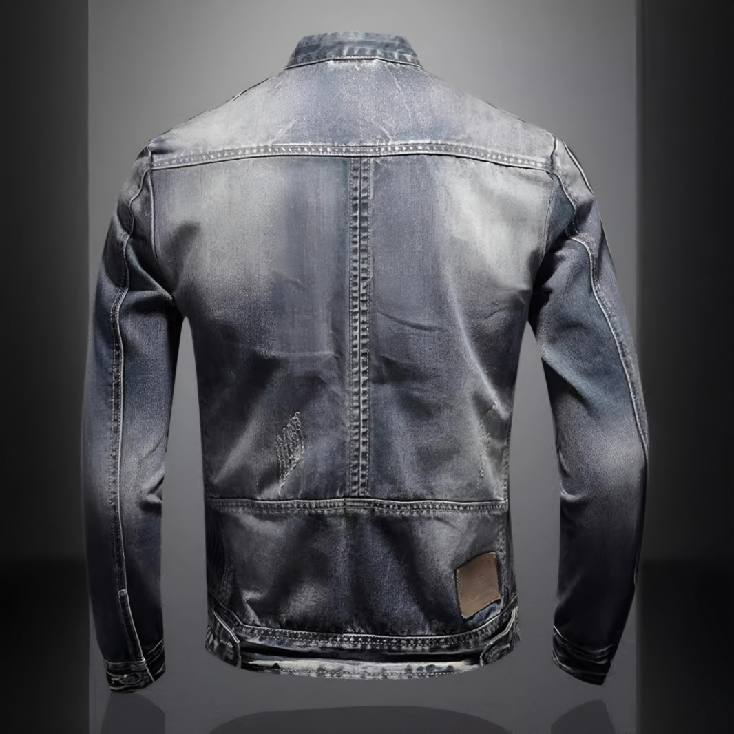 Classic Men’s Denim Jacket with Zipper Details