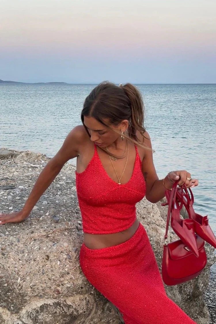 Italy | Sequin Top and Pants Set with Shimmer Finish for Women