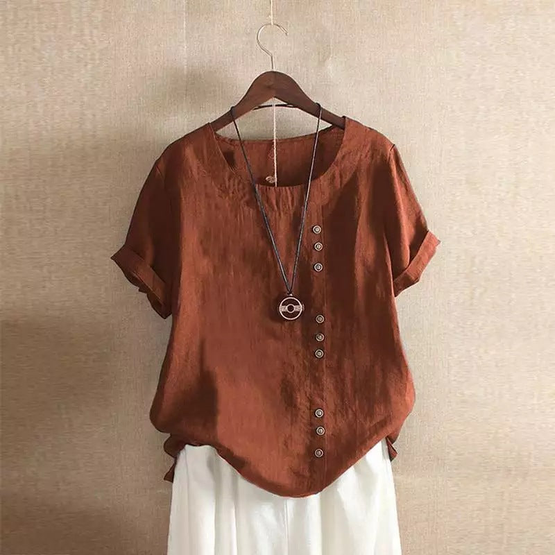 Women’s Vintage Linen Buttoned Blouse