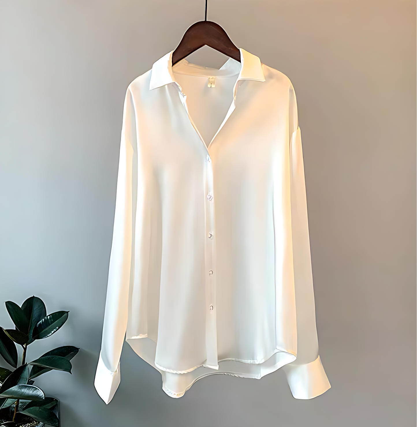 Women’s Elegant Satin Button-Up Blouse