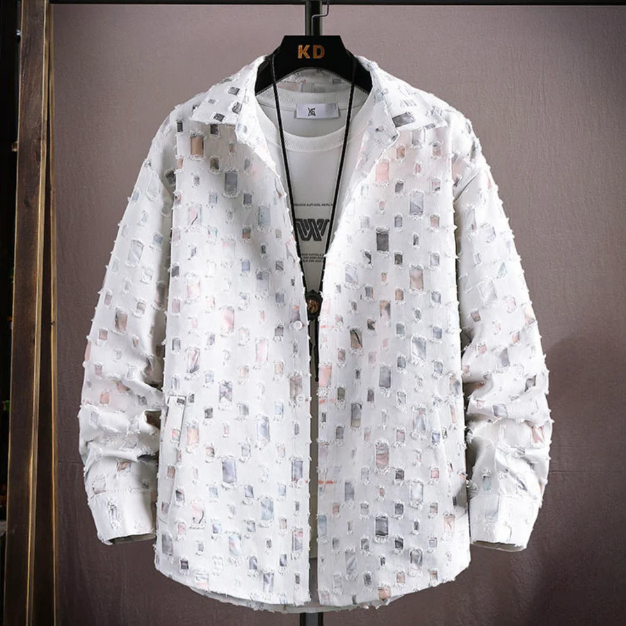 Men’s Abstract Patterned Button-Up Shirt