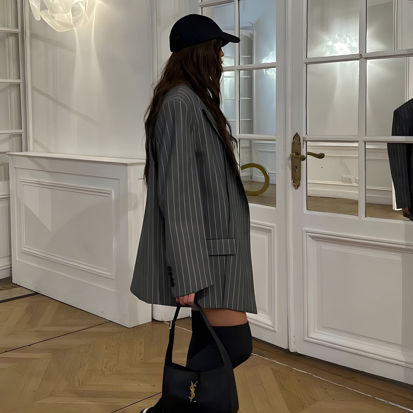 Striped Oversized Blazer with Sophisticated Detailing for Women