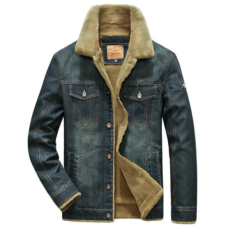 Denim Jacket with Fleece Lining for Men