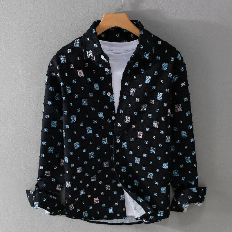 Men’s Abstract Patterned Button-Up Shirt