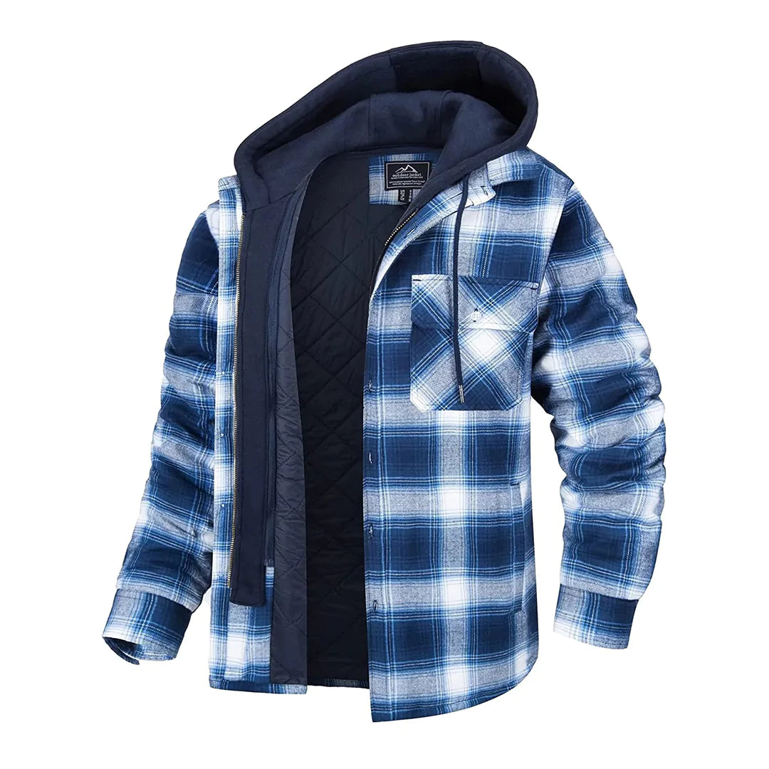 Ender | Men's Hooded Plaid Jacket with Classic Design