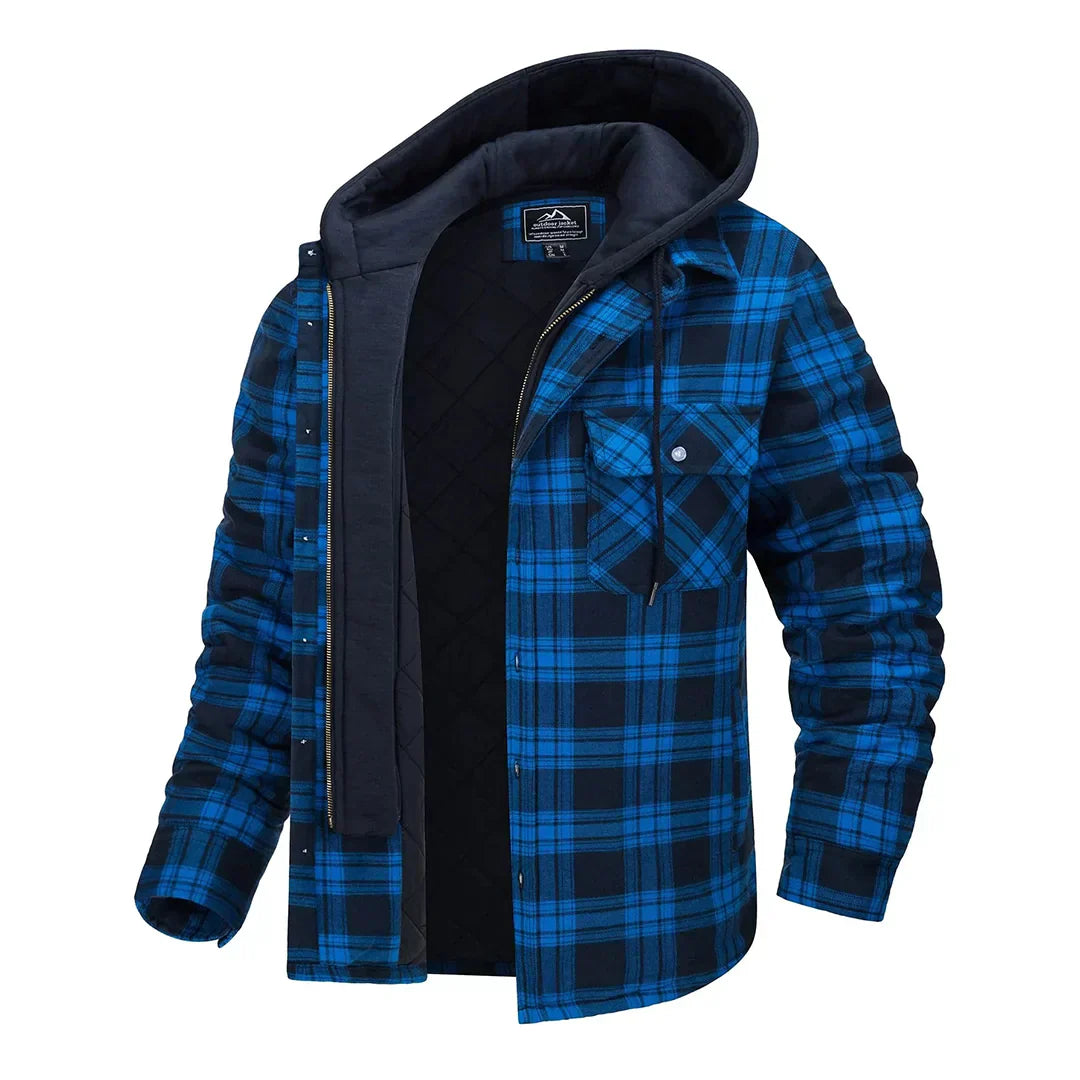 Ender | Men's Hooded Plaid Jacket with Classic Design