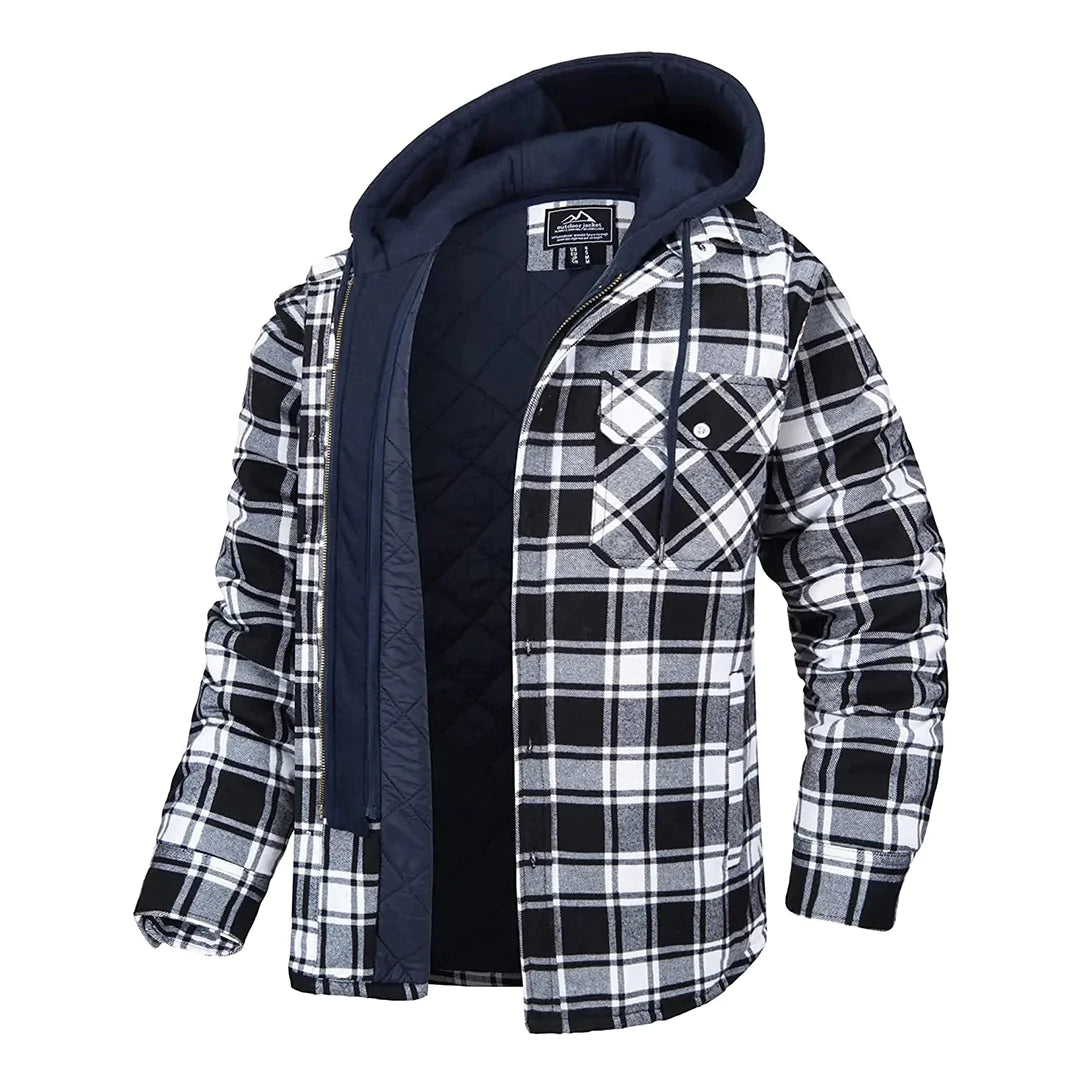 Ender | Men's Hooded Plaid Jacket with Classic Design