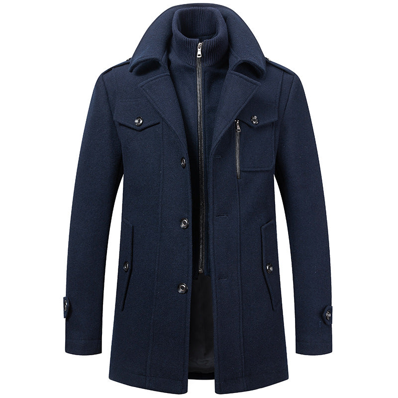 James - Men’s Classic Wool Trench Coat with Inner Zip