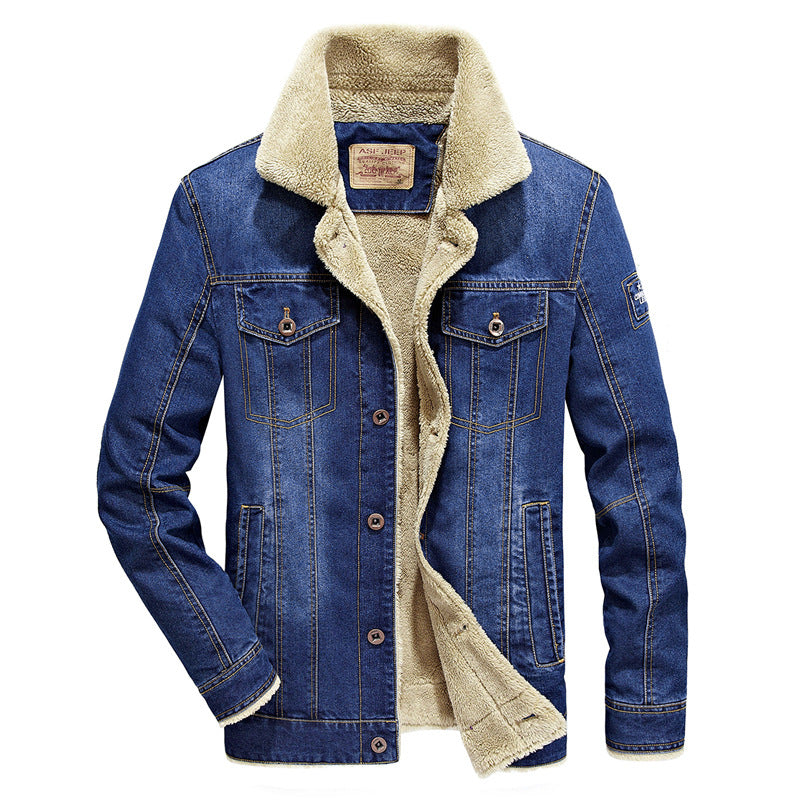 Denim Jacket with Fleece Lining for Men