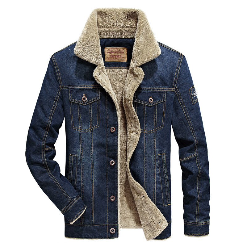 Denim Jacket with Fleece Lining for Men