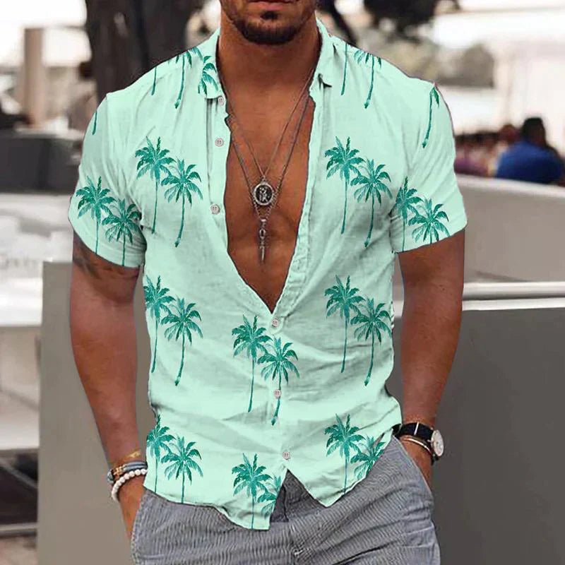 Lugos | Tropical Palm Print Shirt For Men