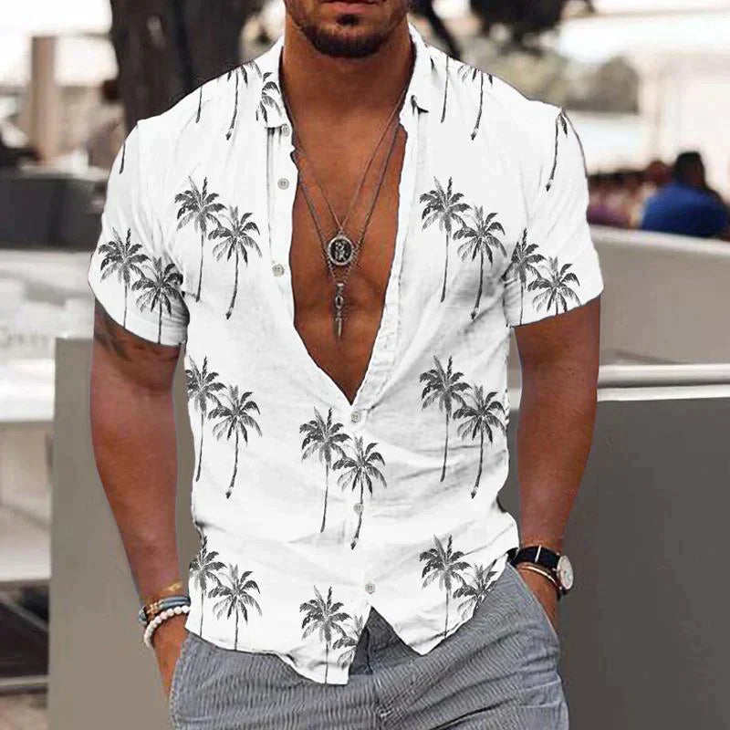 Lugos | Tropical Palm Print Shirt For Men