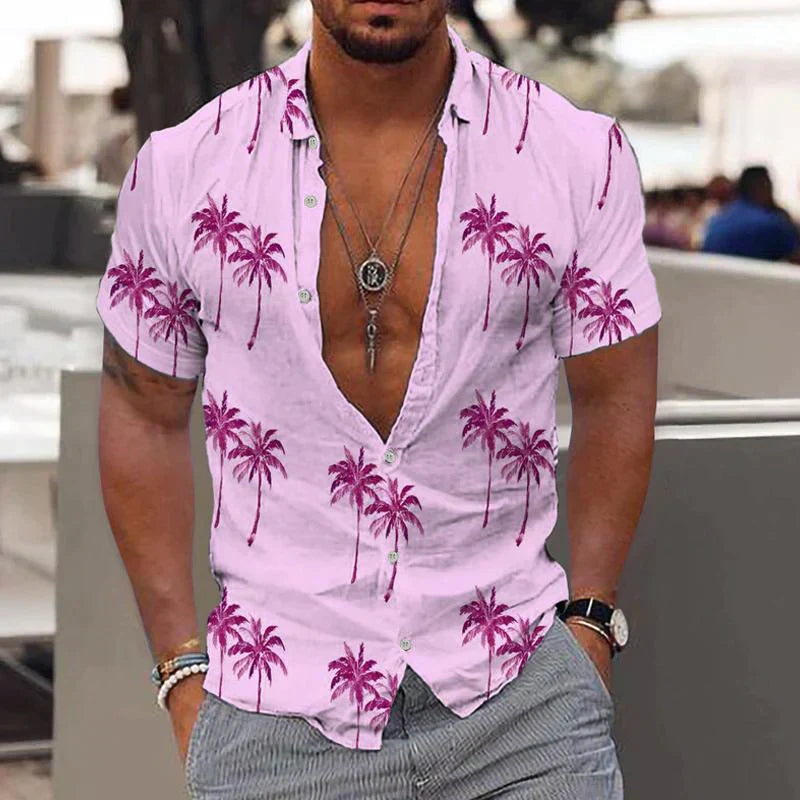 Lugos | Tropical Palm Print Shirt For Men