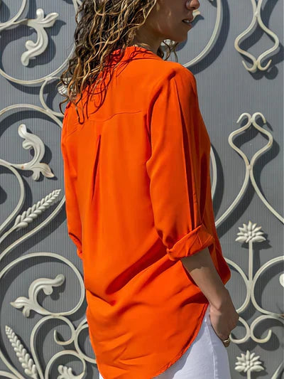 Nahomi | Flowing Long-Sleeved Shirt with classic collar for women