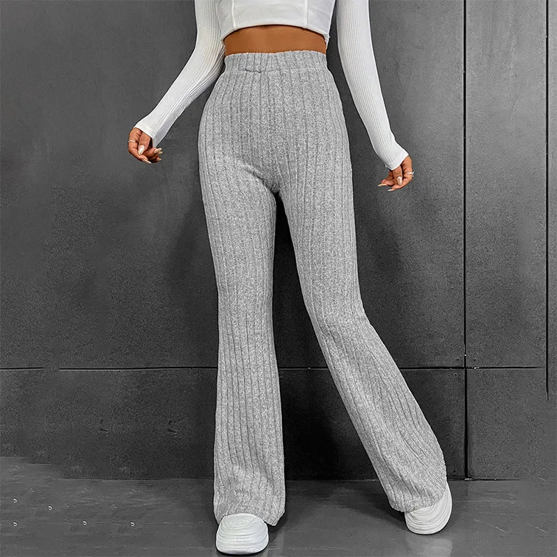 Noah | High-Waisted Ribbed Flare Pants for Women