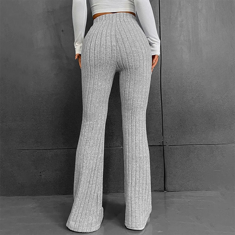 Noah | High-Waisted Ribbed Flare Pants for Women