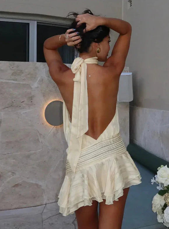 Tanya | Mini Dress with Lace Detailing and Backless Design for Women