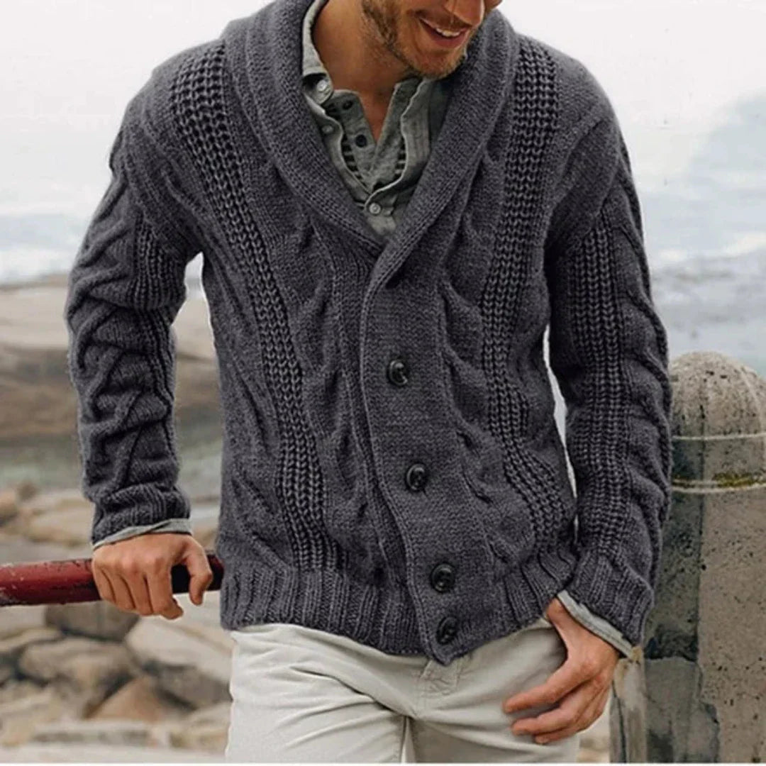 Harizo | Cable Knit Cardigan with Long Sleeves for Men