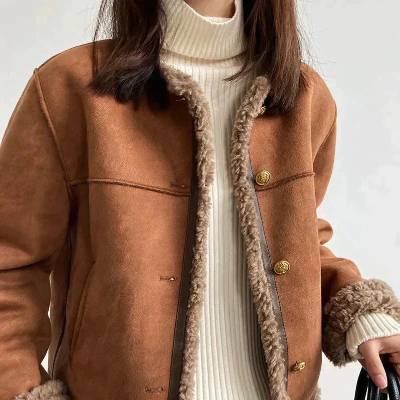 Novara | Luxurious Suede Winter Charm Jacket for Women