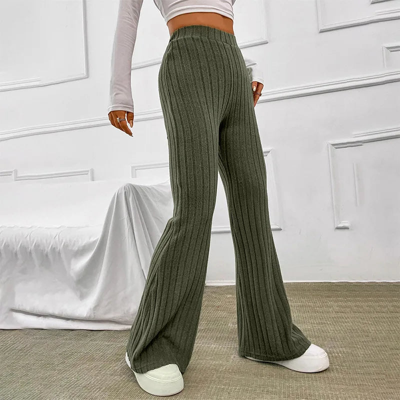 Noah | High-Waisted Ribbed Flare Pants for Women