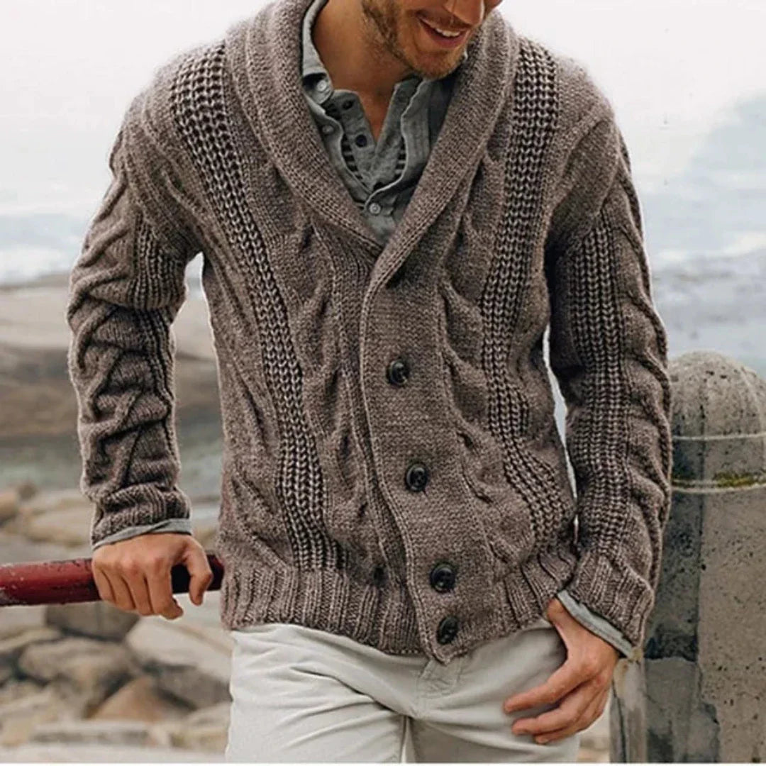 Harizo | Cable Knit Cardigan with Long Sleeves for Men