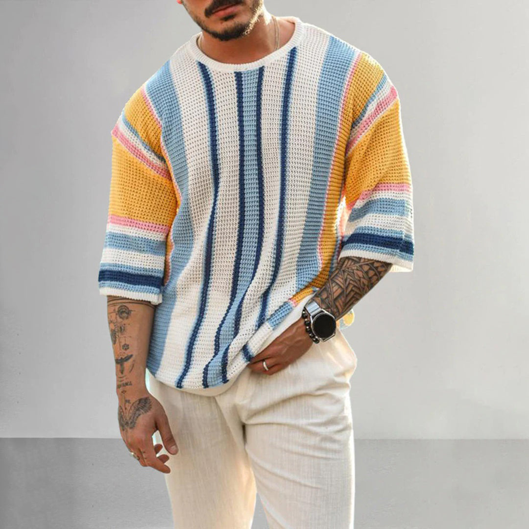 Abdiel | Men's Knitted Shirt with Contrasting Stripes