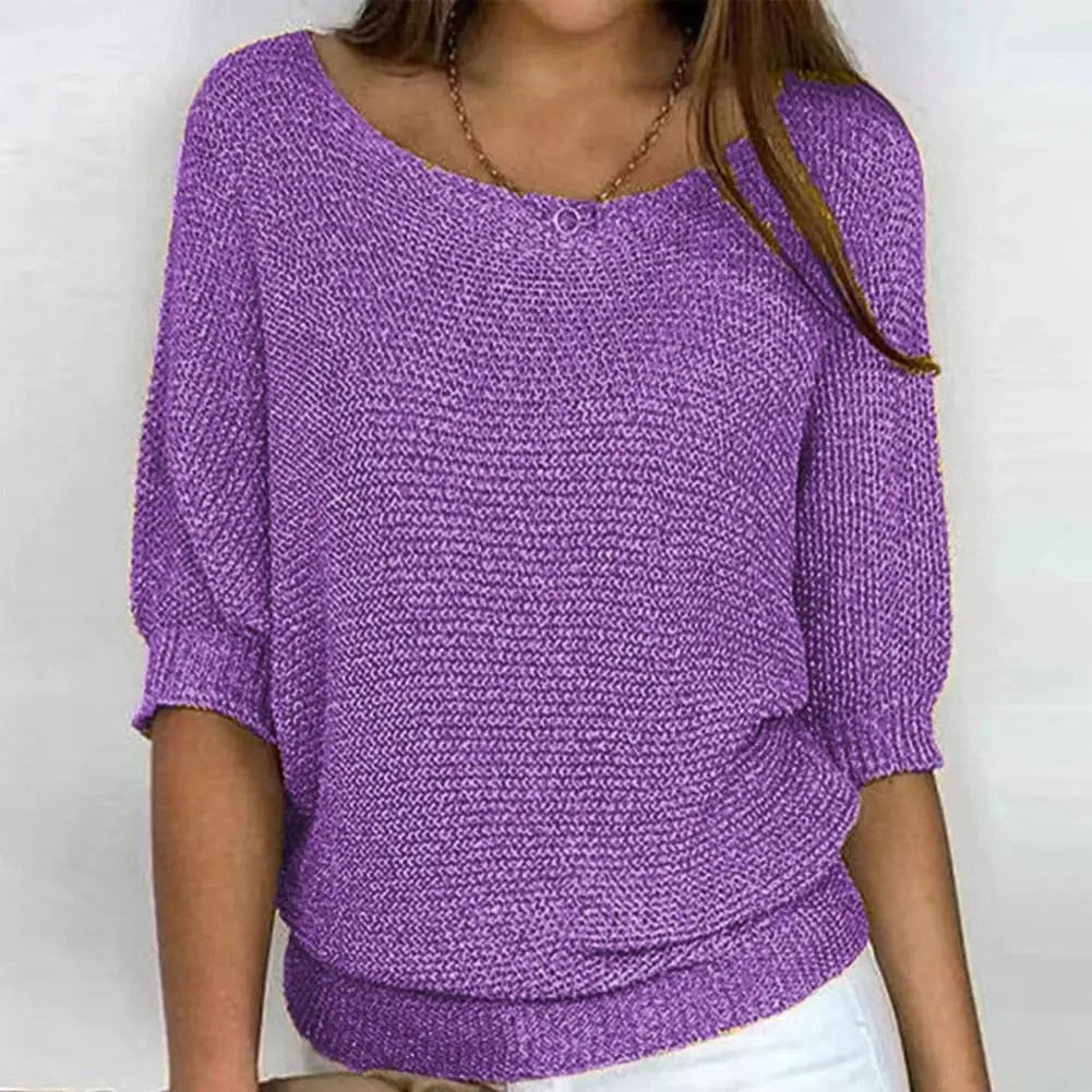 Ameliora | Classic 3/4 Sleeve Knit Sweater for Women