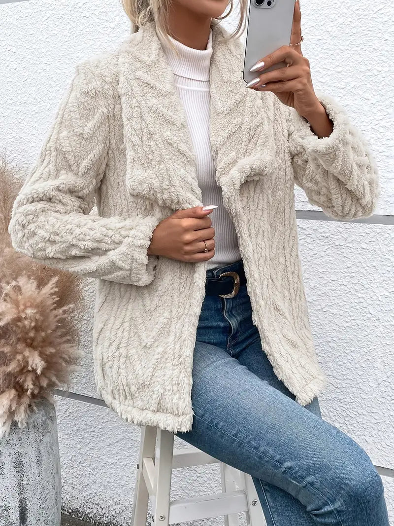 Lunarae | White Fleece Jacket for Women