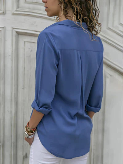 Nahomi | Flowing Long-Sleeved Shirt with classic collar for women