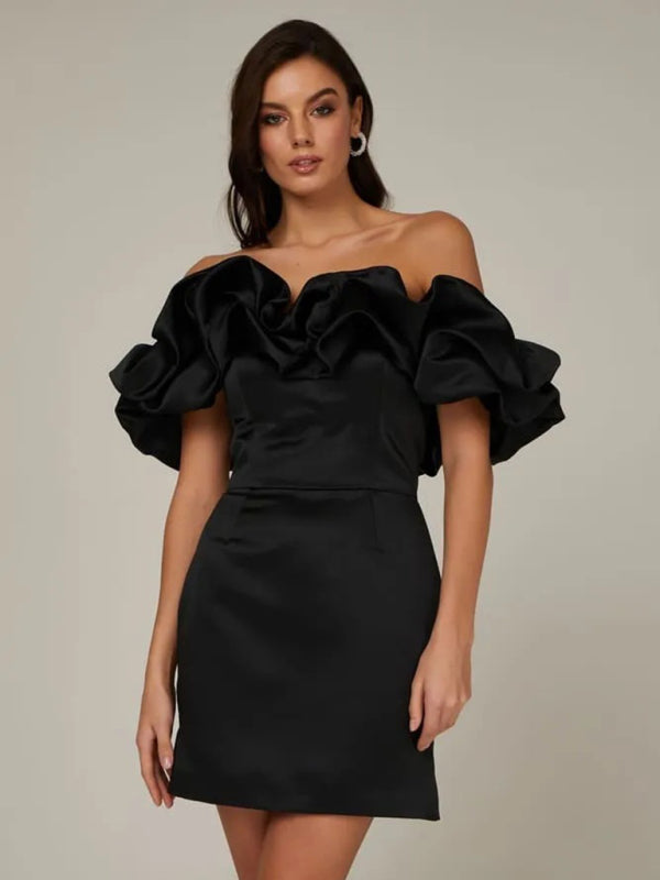 Miley | Off-the-shoulder dress with ruffled neckline for Women