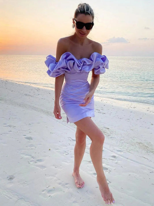 Miley | Off-the-shoulder dress with ruffled neckline for Women